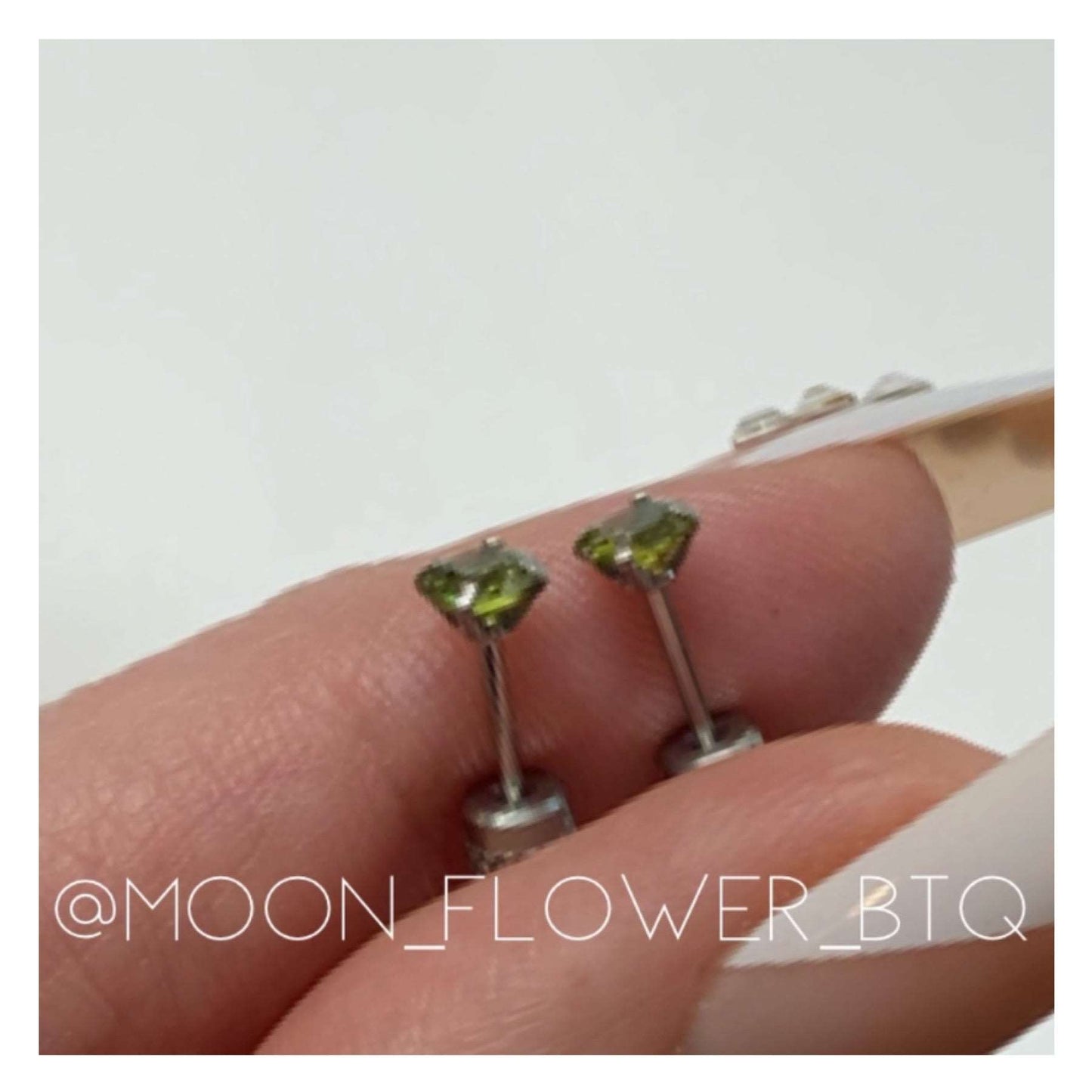 Olive Green CZ Double Ended Earrings