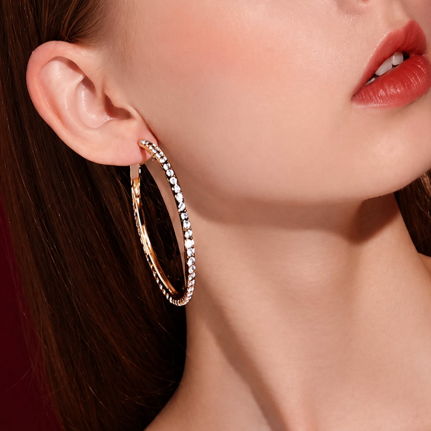 Large 60mm Rose Gold CZ Hoop Earrings
