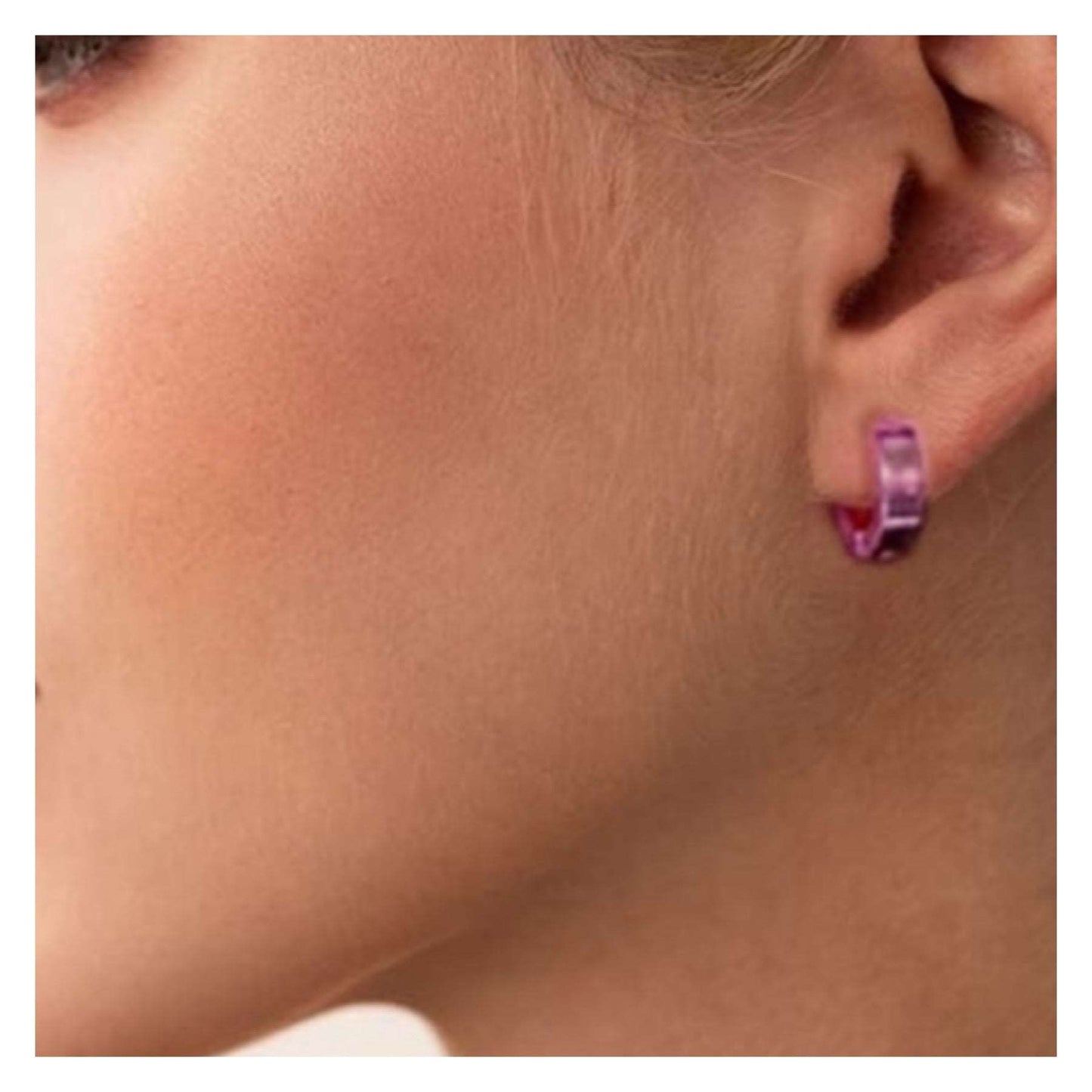 Purple Huggie Hoop Earrings