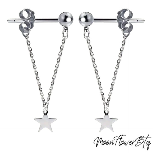 Silver Star Pendant Earrings