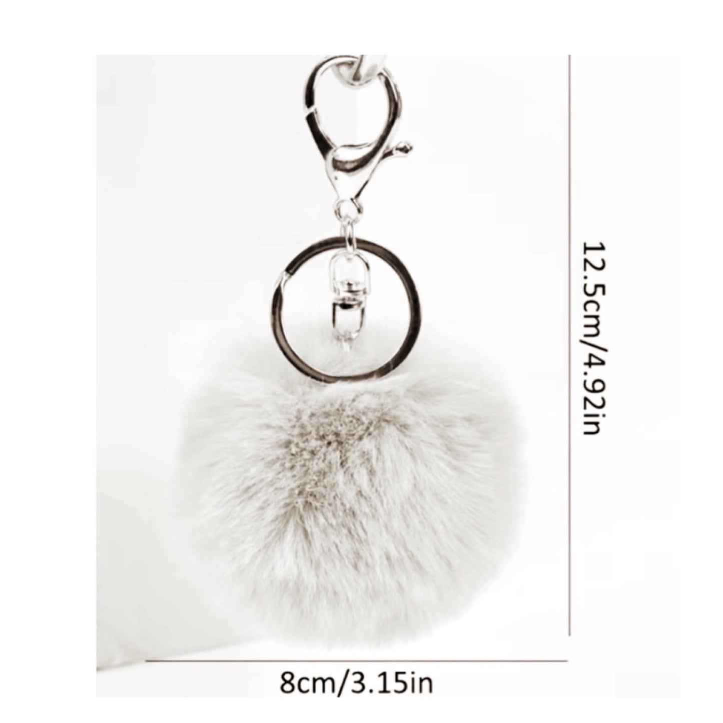 Khaki Soft Faux Fur Pom Pom Keychain Bag Charm