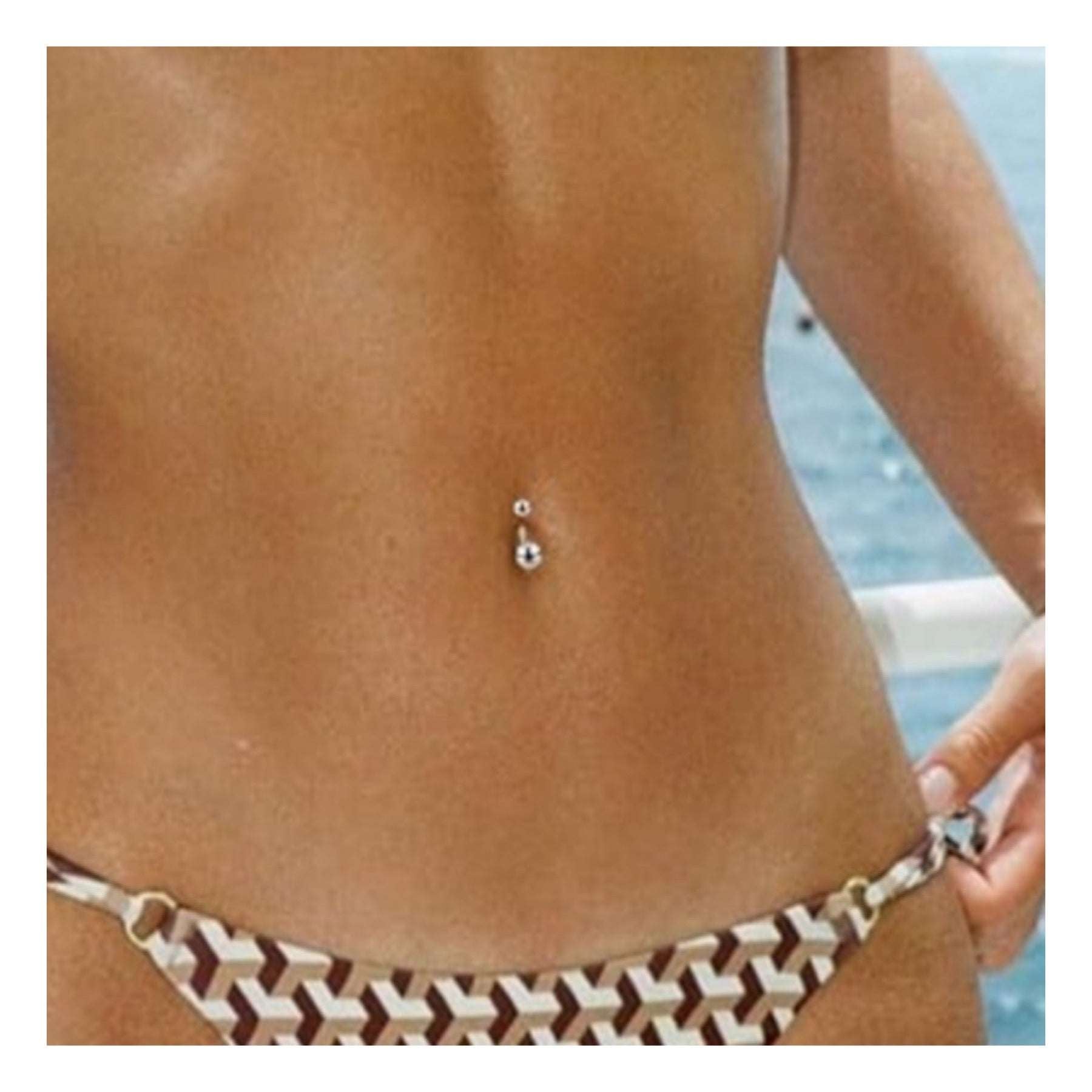 Rose Gold CZ Navel Belly Button Ring