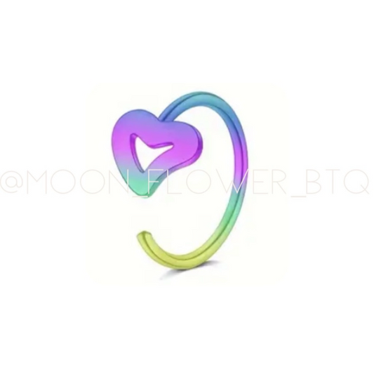 Tiny Rainbow Heart Cutout Hoop Nose Ring