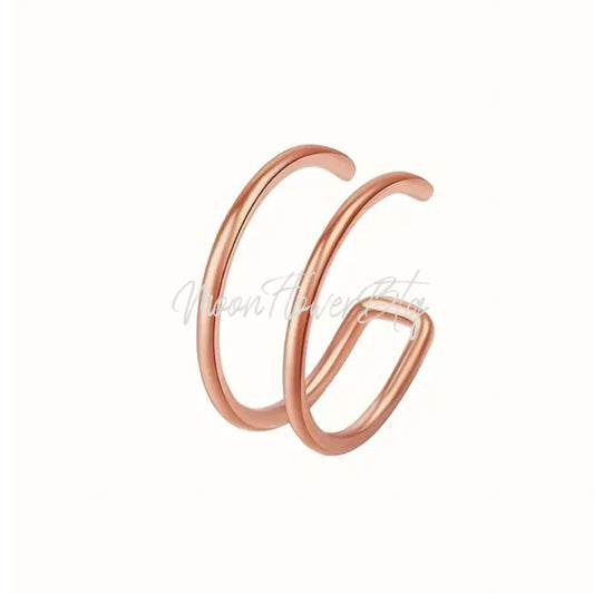 Double Hoop Faux Clip On for Non Pierced Earrings, Nose, Lip Rose Gold