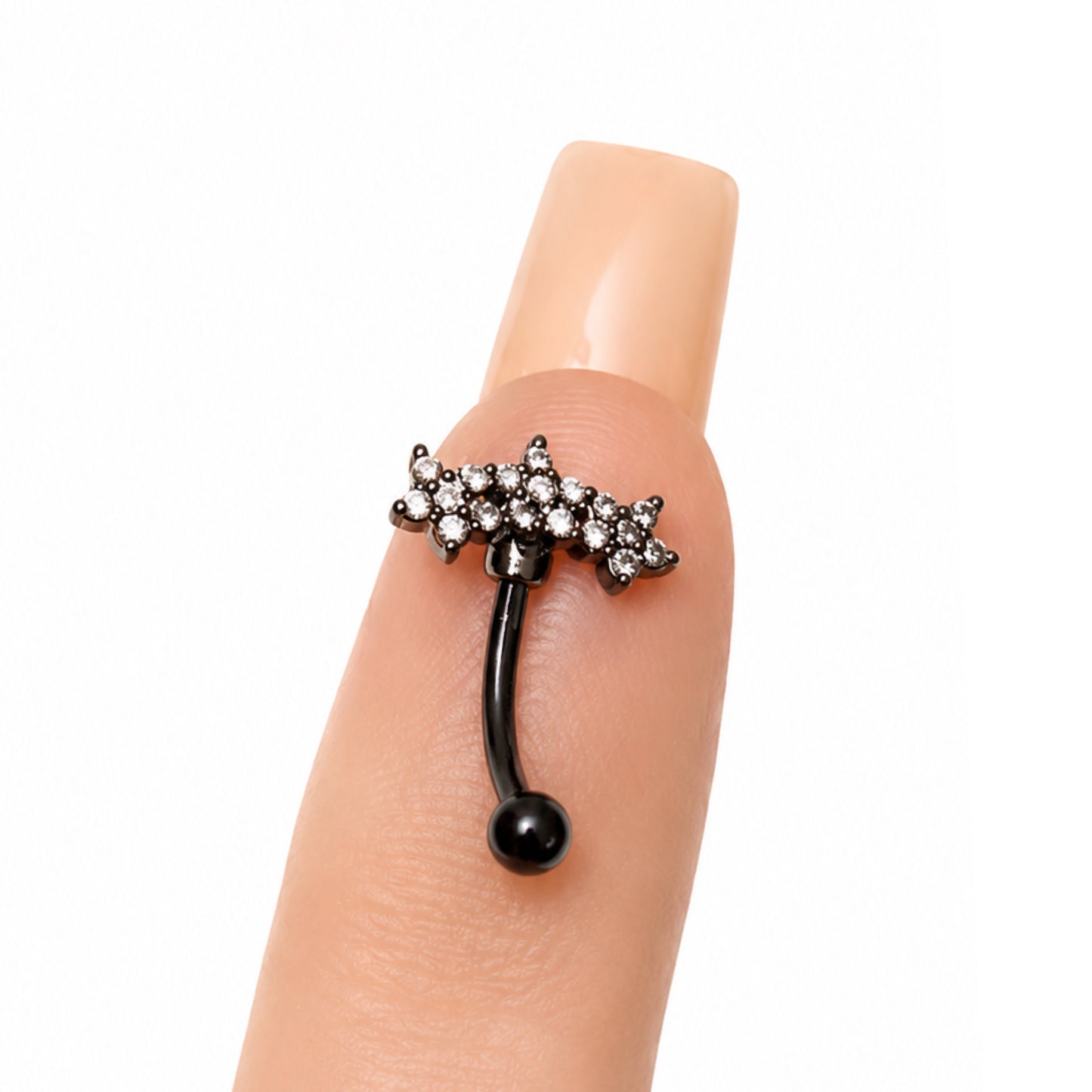 Black CZ Triple Flower Curved Barbell – 16G