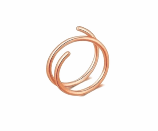 Double Hoop Nose Ring for Single Piercing - Rose Gold