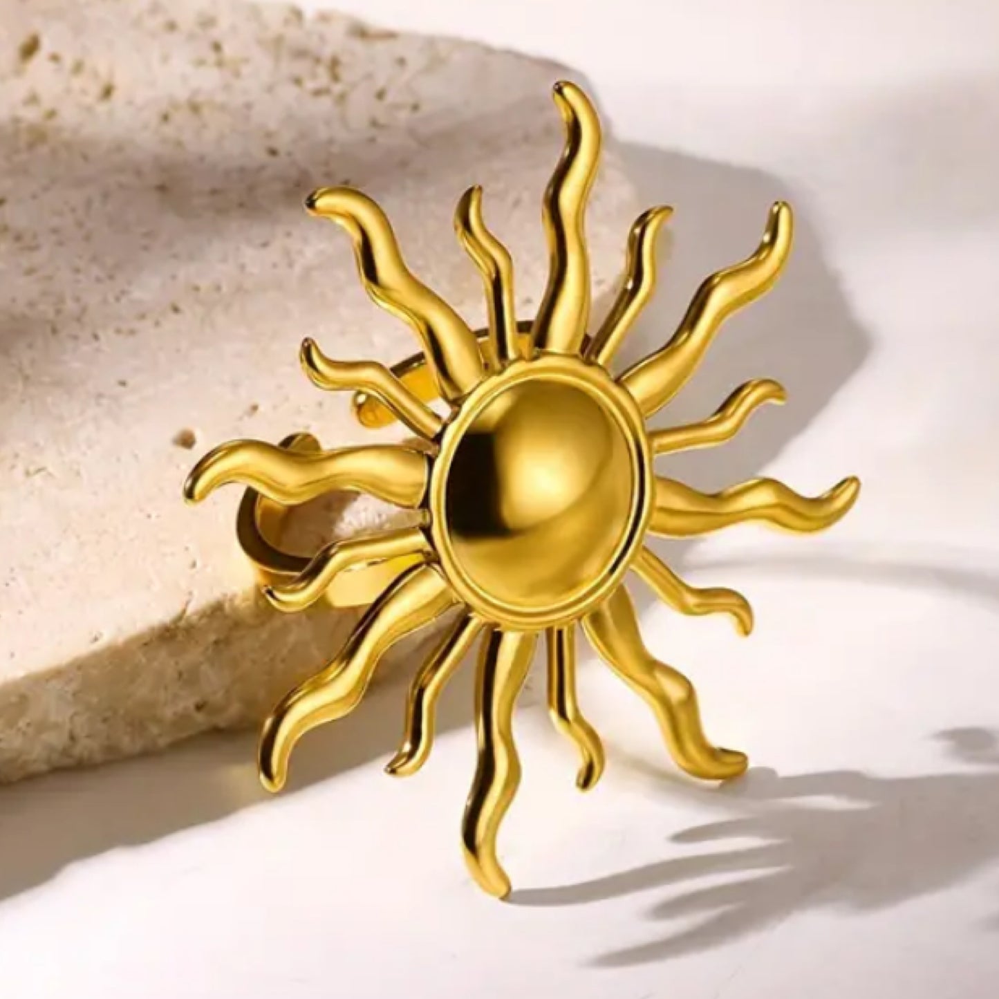 Gold Boho Sun Cuff Ring