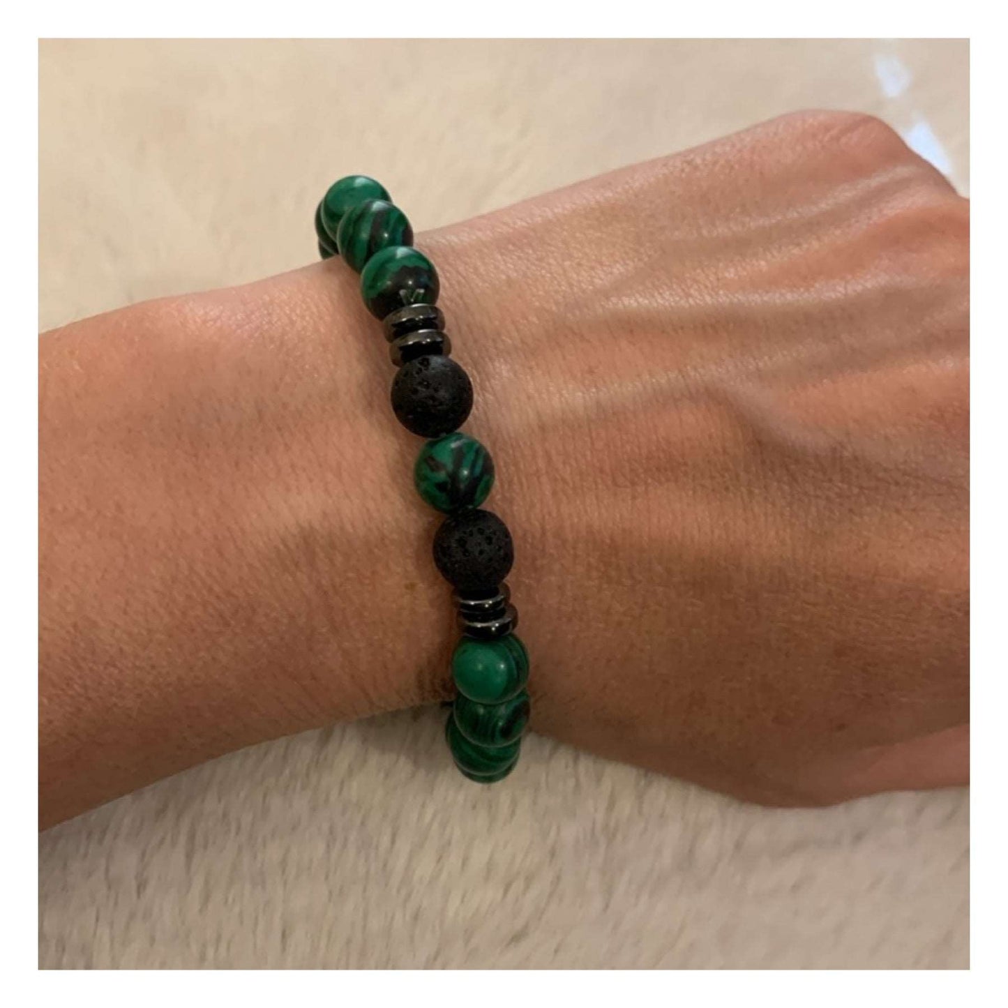 Malachite and Lava Stone Bracelet