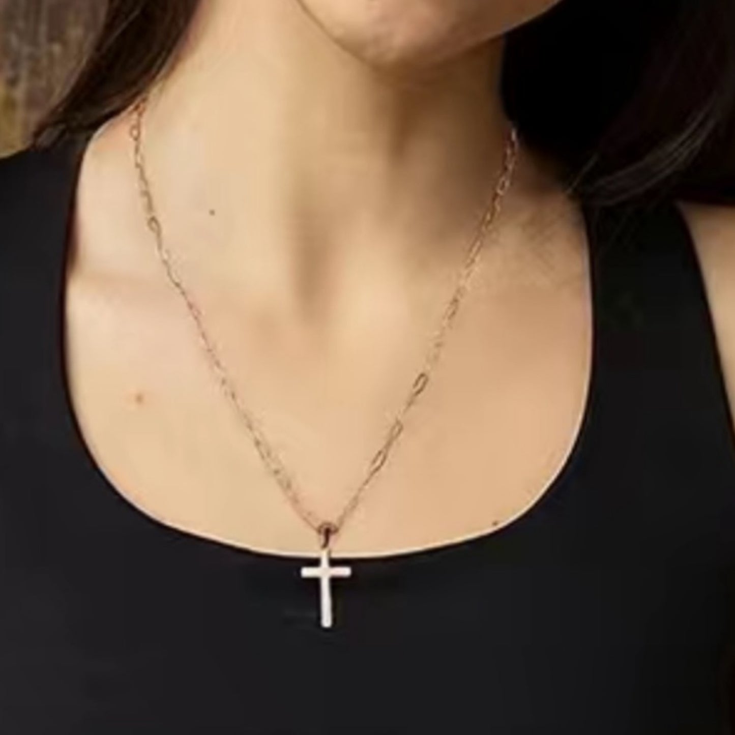 Simple Minimalist Rose Gold Cross Necklace