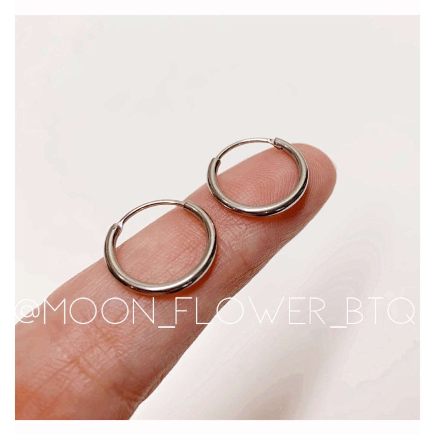 Silver Sleeper Hoop Earrings 12mm