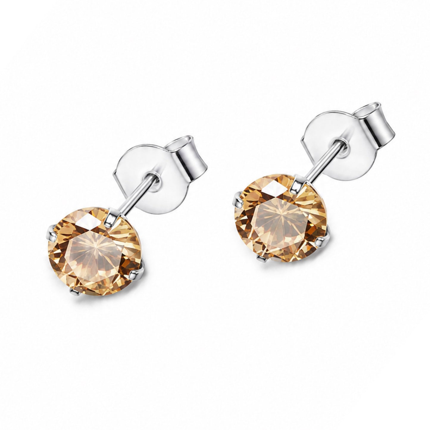 Peach Orange CZ Stud Earrings