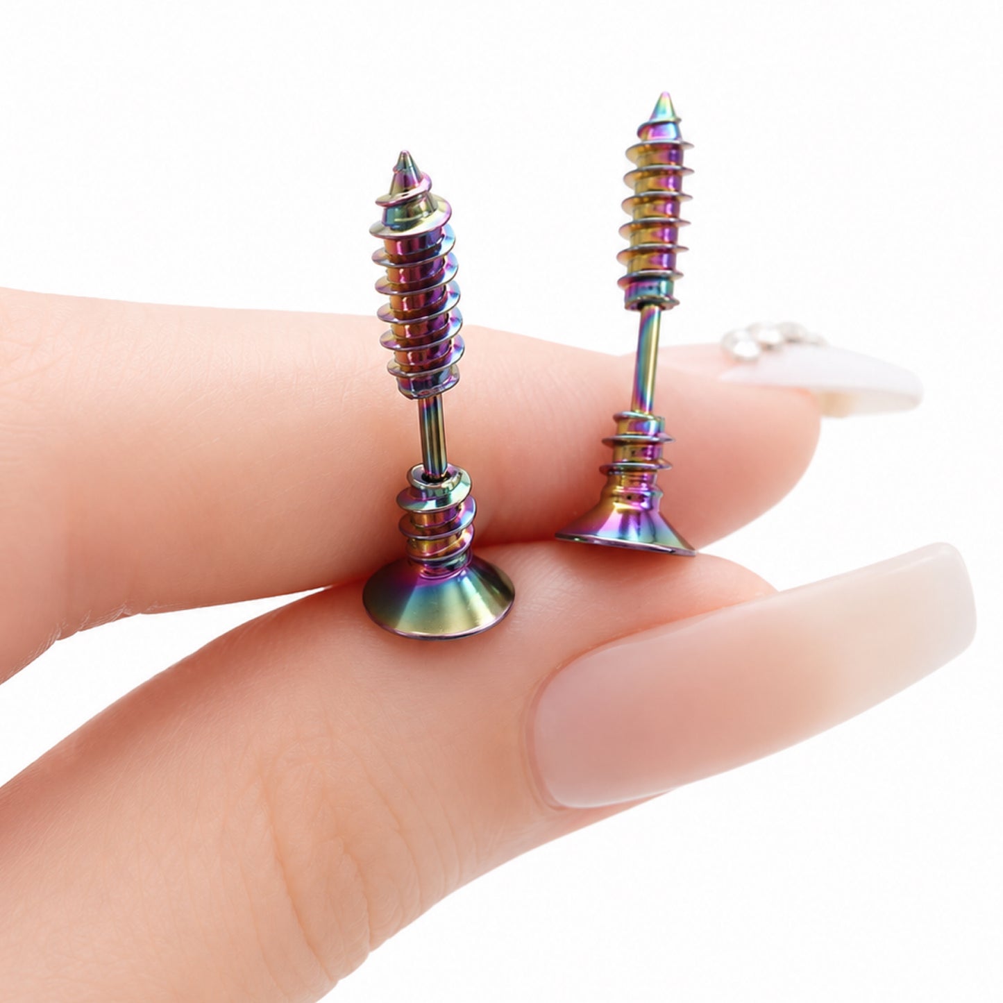 Oil Slick Rainbow Screw Stud Earrings
