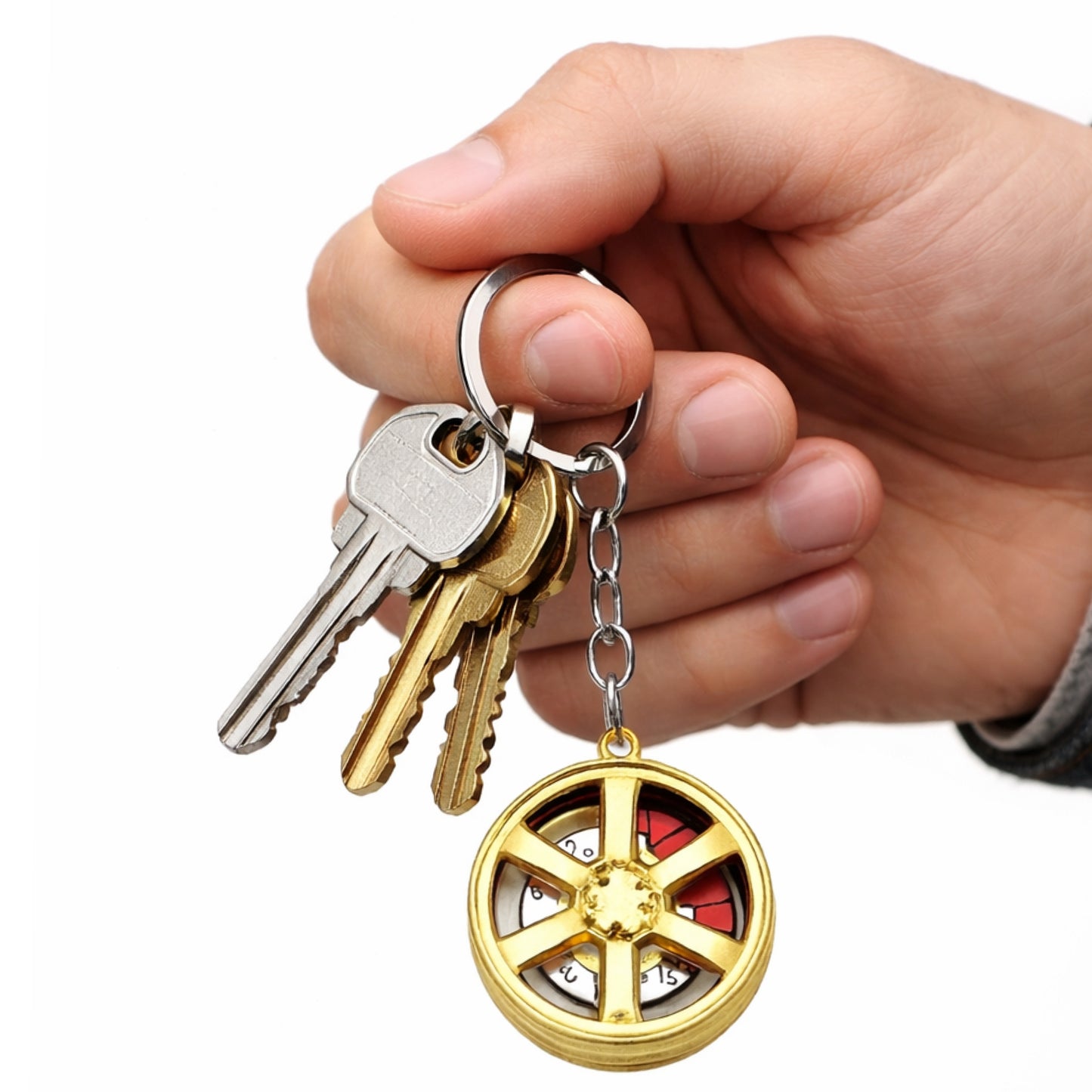 Gold Car Wheel Spinner Keychain – Rim Style Automotive Key Ring