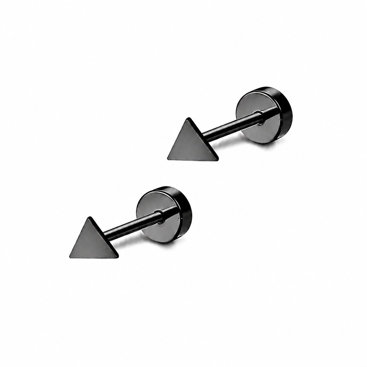 Black Triangle Flat Back Stud Earrings