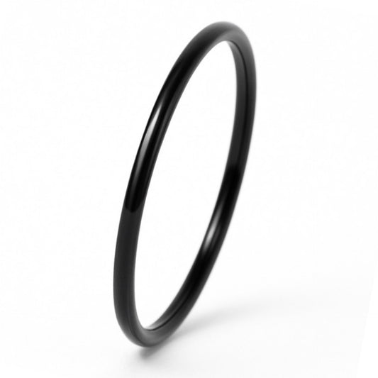 Minimalist Black Stainless Steel Ring 2mm | Skinny Band | Stackable
