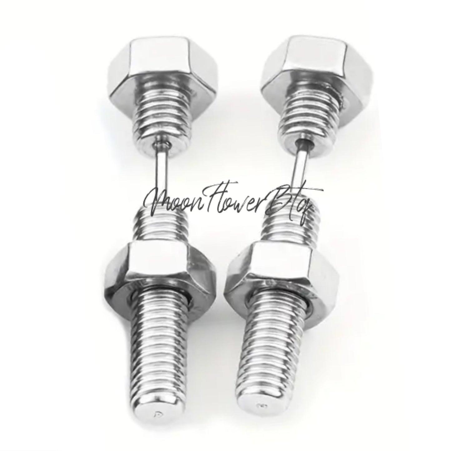 Silver Nut Bolt Earrings