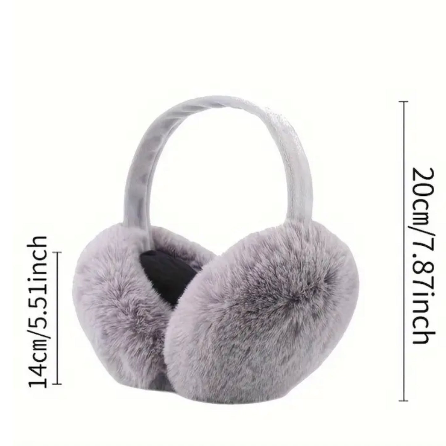 Gray Plush Faux Fur Ear Muffs