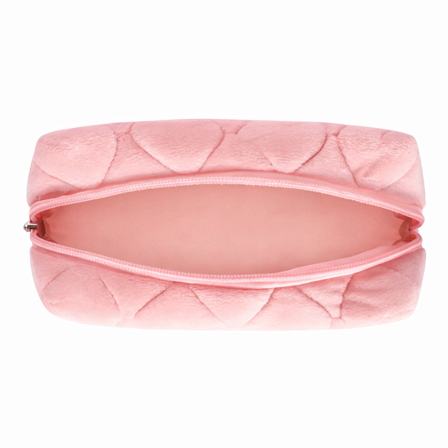 Pink Fuzzy Heart Cosmetic Makeup Bag