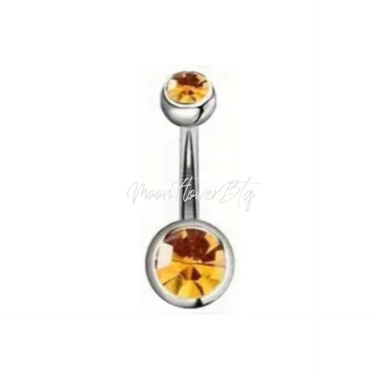 Orange CZ Belly Button Ring – Surgical Steel Navel Piercing
