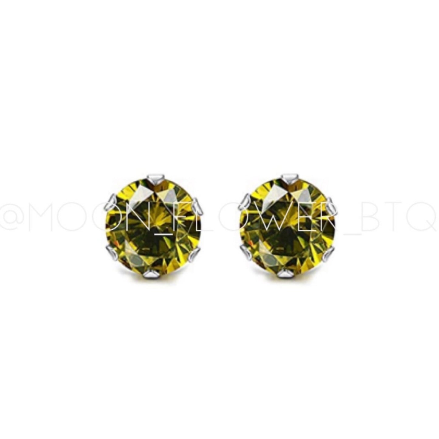 Olive Green CZ Stud Earrings