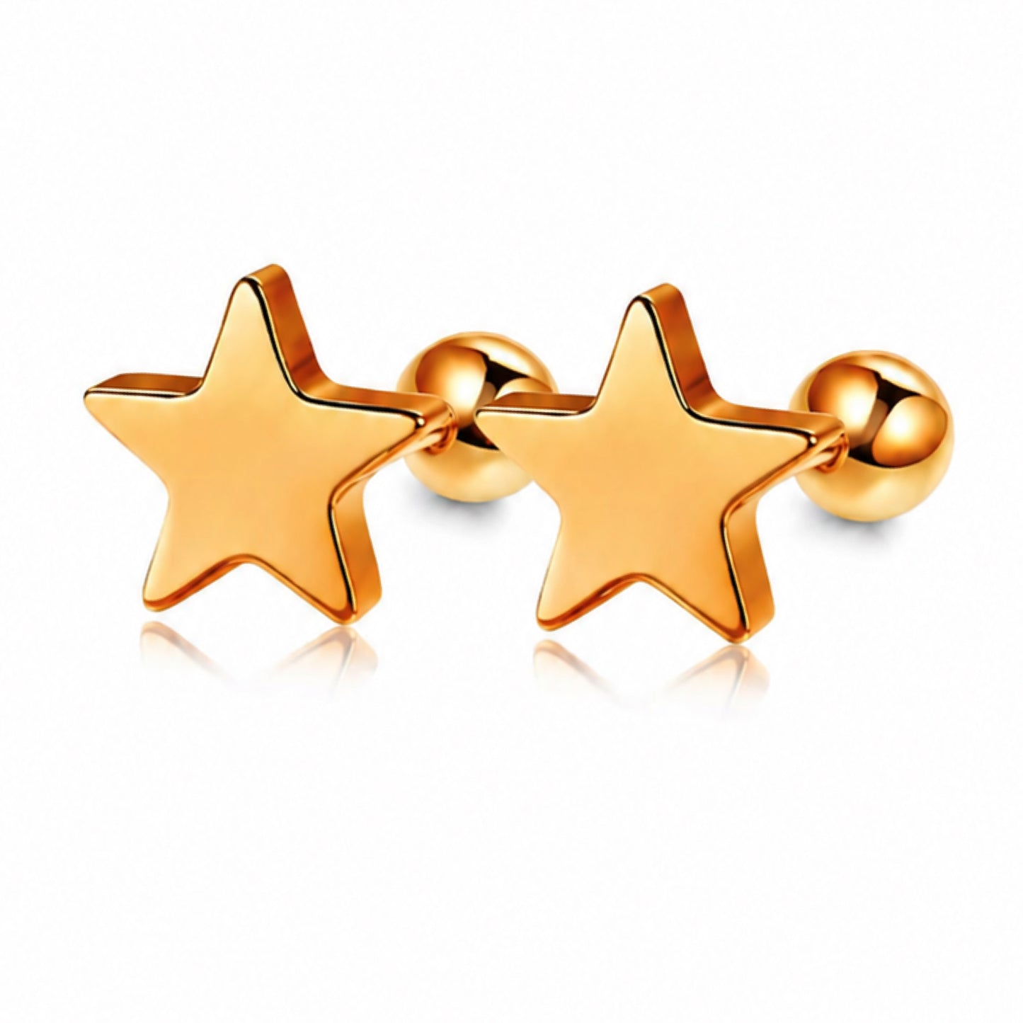 Orange Star Stainless Steel Barbell Earrings 18G