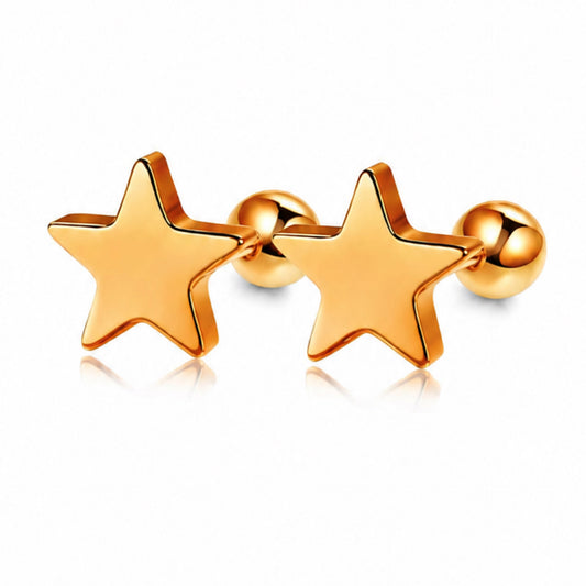 Orange Star Stainless Steel Barbell Earrings 18G