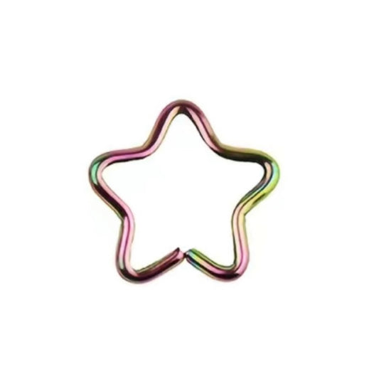 Tiny Rainbow Star Fixed Hoop Earring