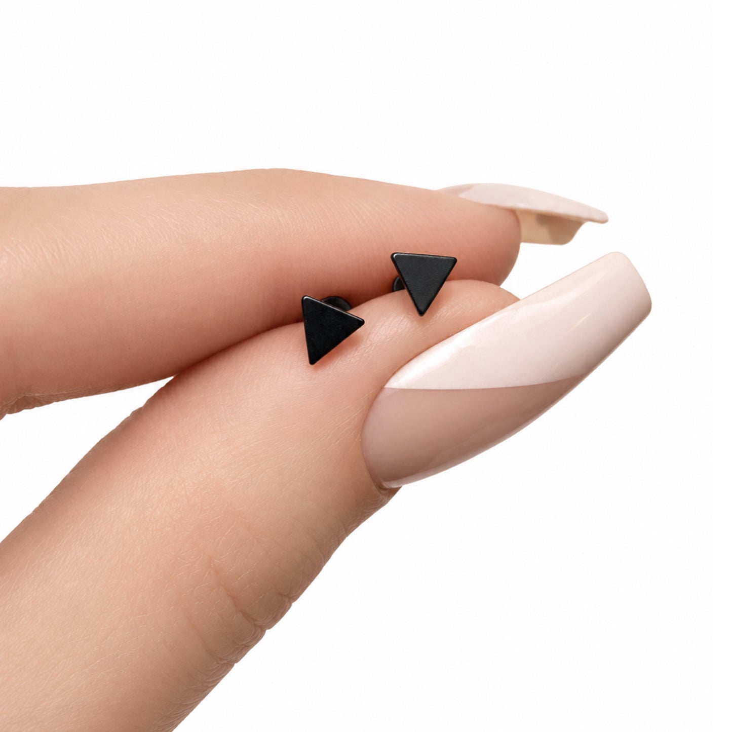 Black Triangle Flat Back Stud Earrings