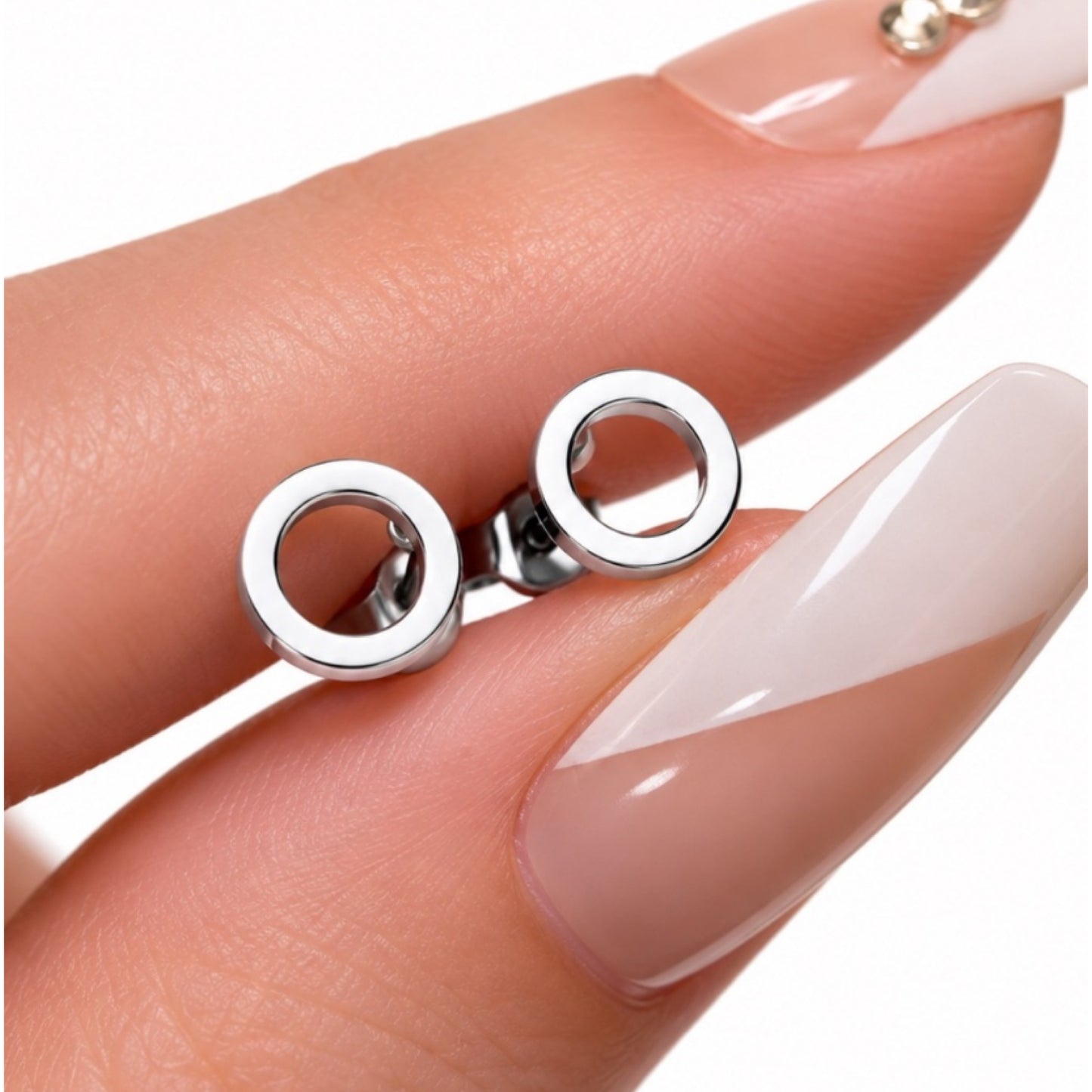 Open Circle Flat Back Stud Earrings