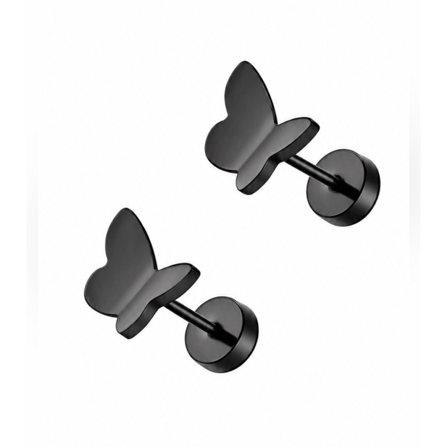 Black Butterfly Flat Back Stud Earrings