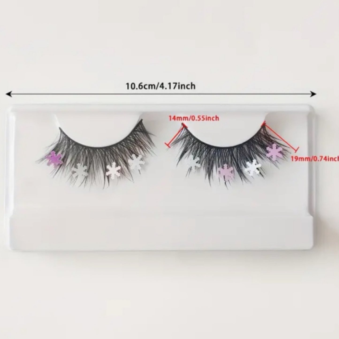 Snowflake Glitter Faux Mink False Eyelashes – Pink & White Winter Festival Lashes