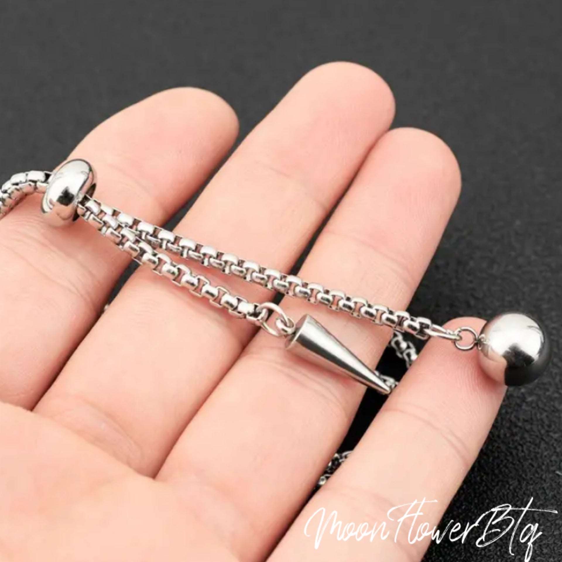 Titanium Hanging Ball Spike Necklace