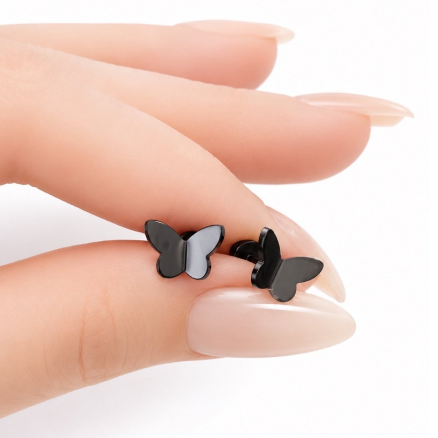 Black Butterfly Flat Back Stud Earrings