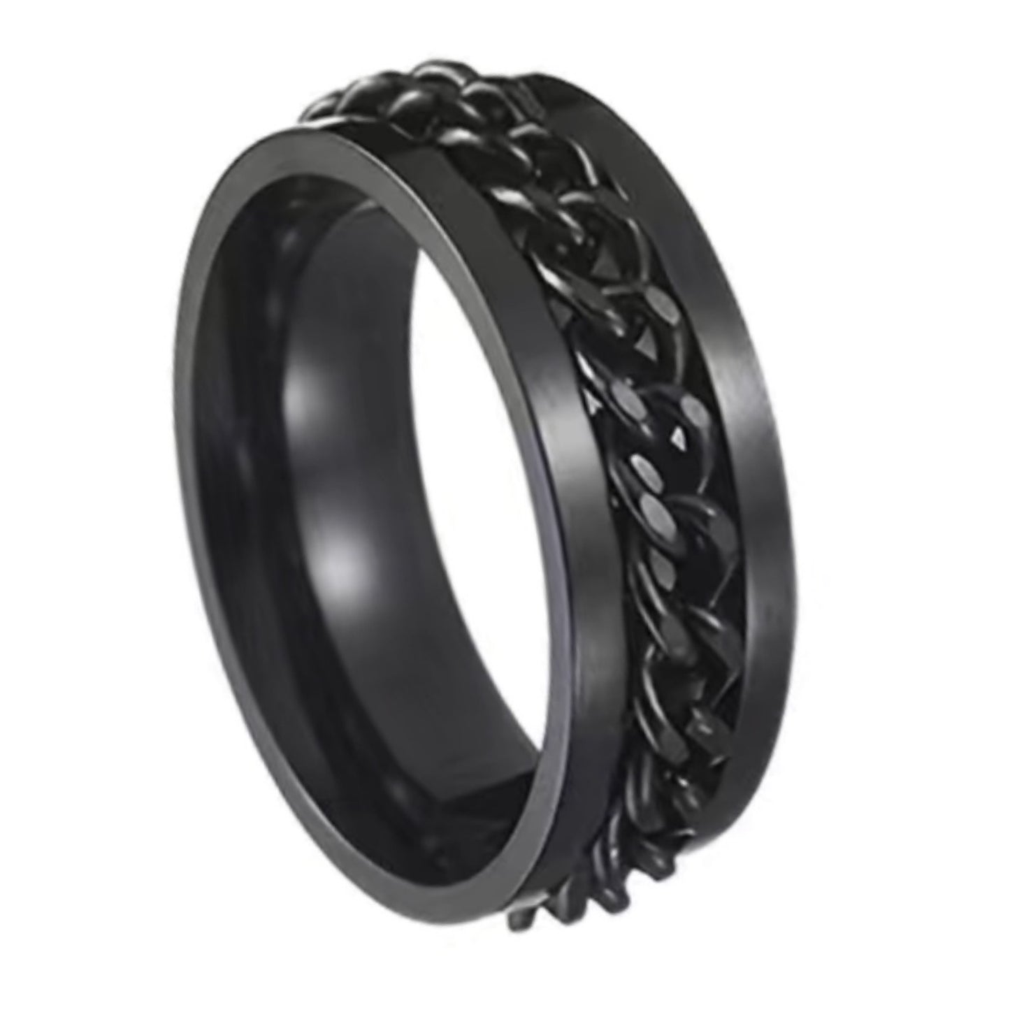 Black Chain Anxiety Fidget Spinner Ring