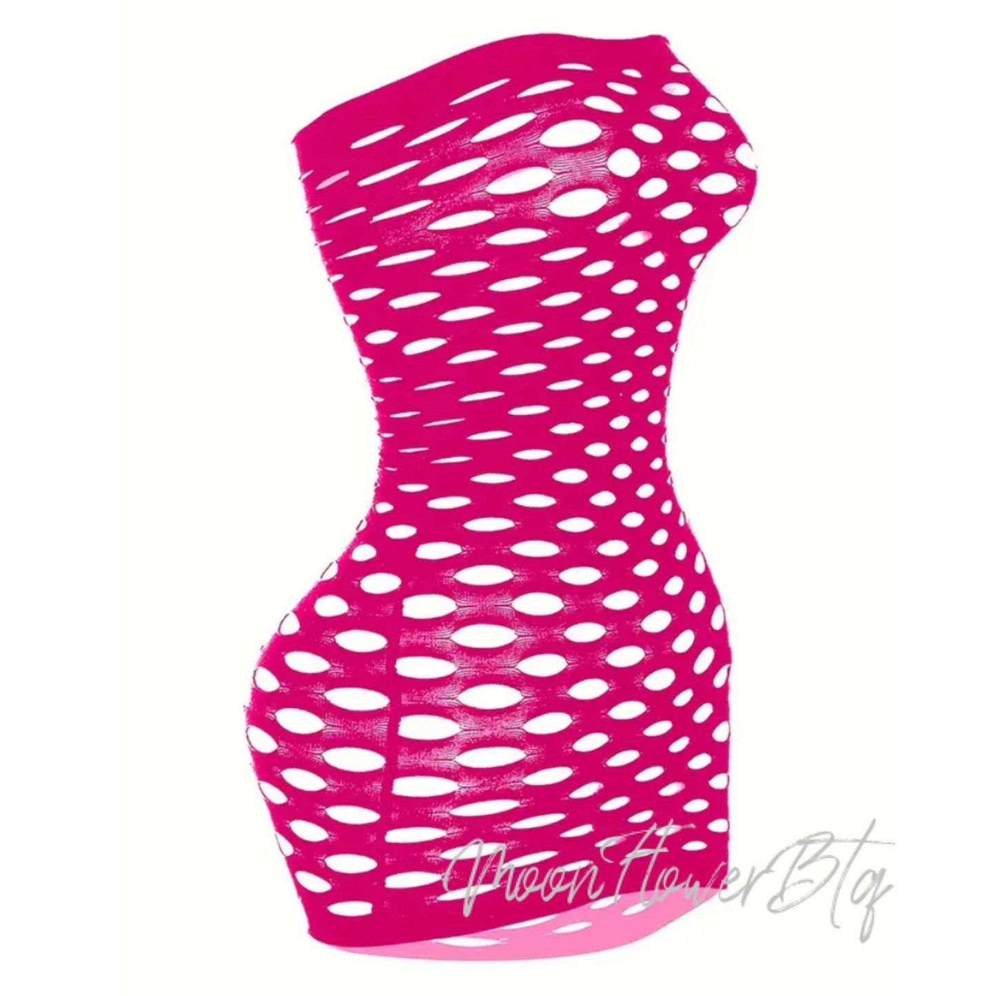 Sexy Hot Pink Mesh Fishnet Mini Dress