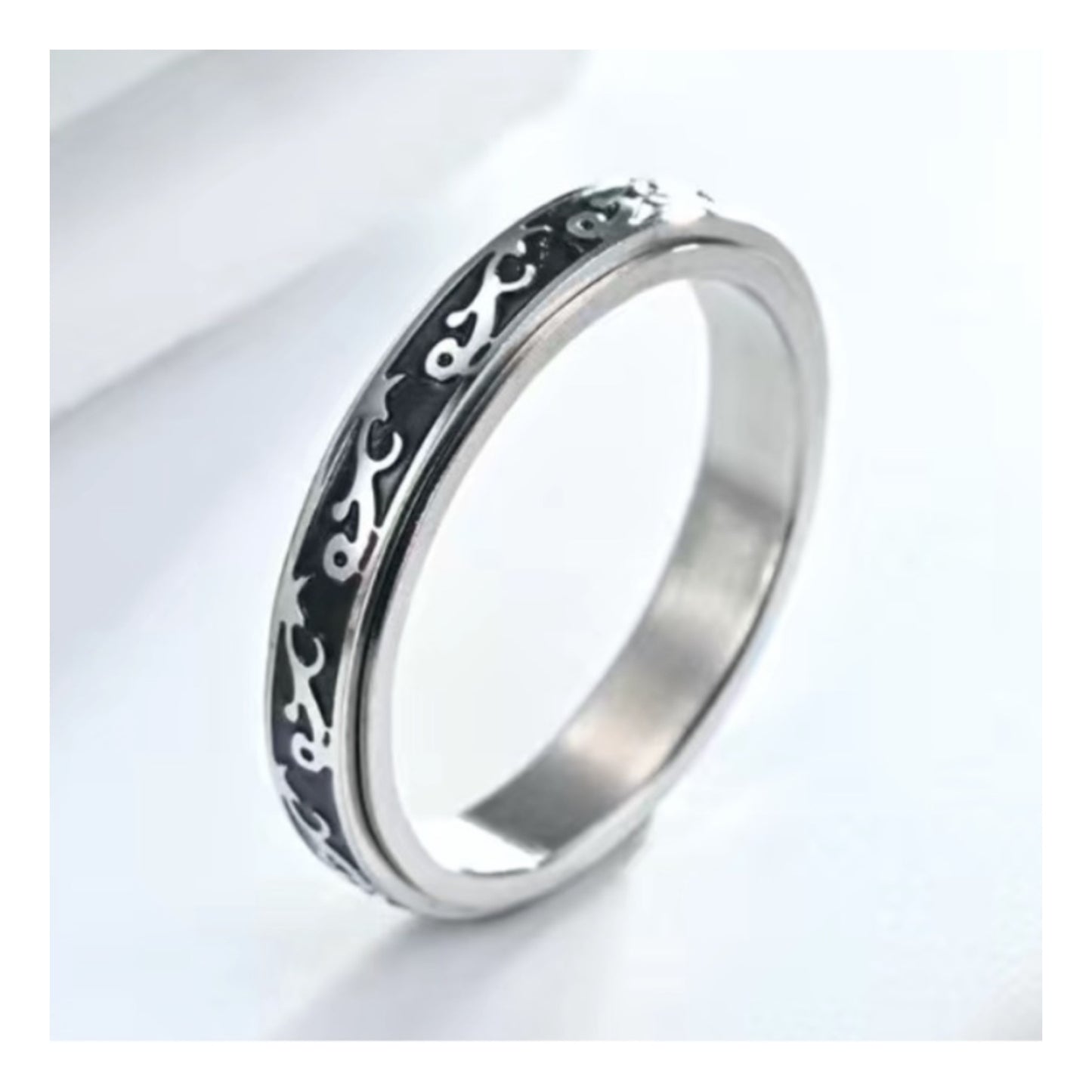 Tribal Stainless Steel Anxiety Fidget Spinner Ring