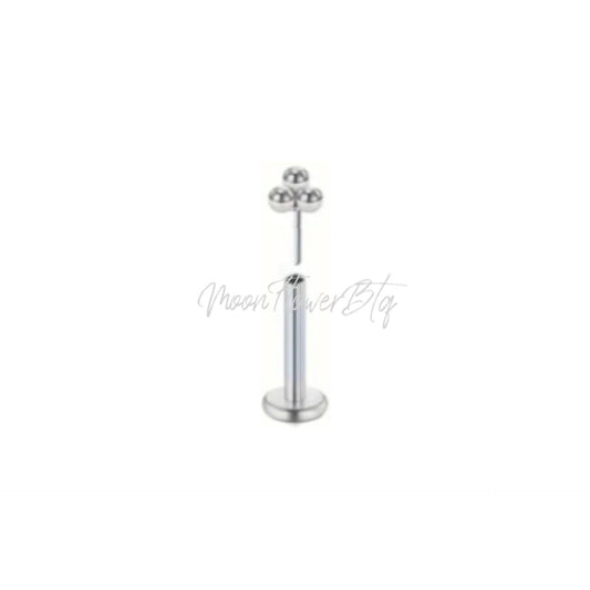 Tiny Silver Triple Ball Dot Flat Back Stud