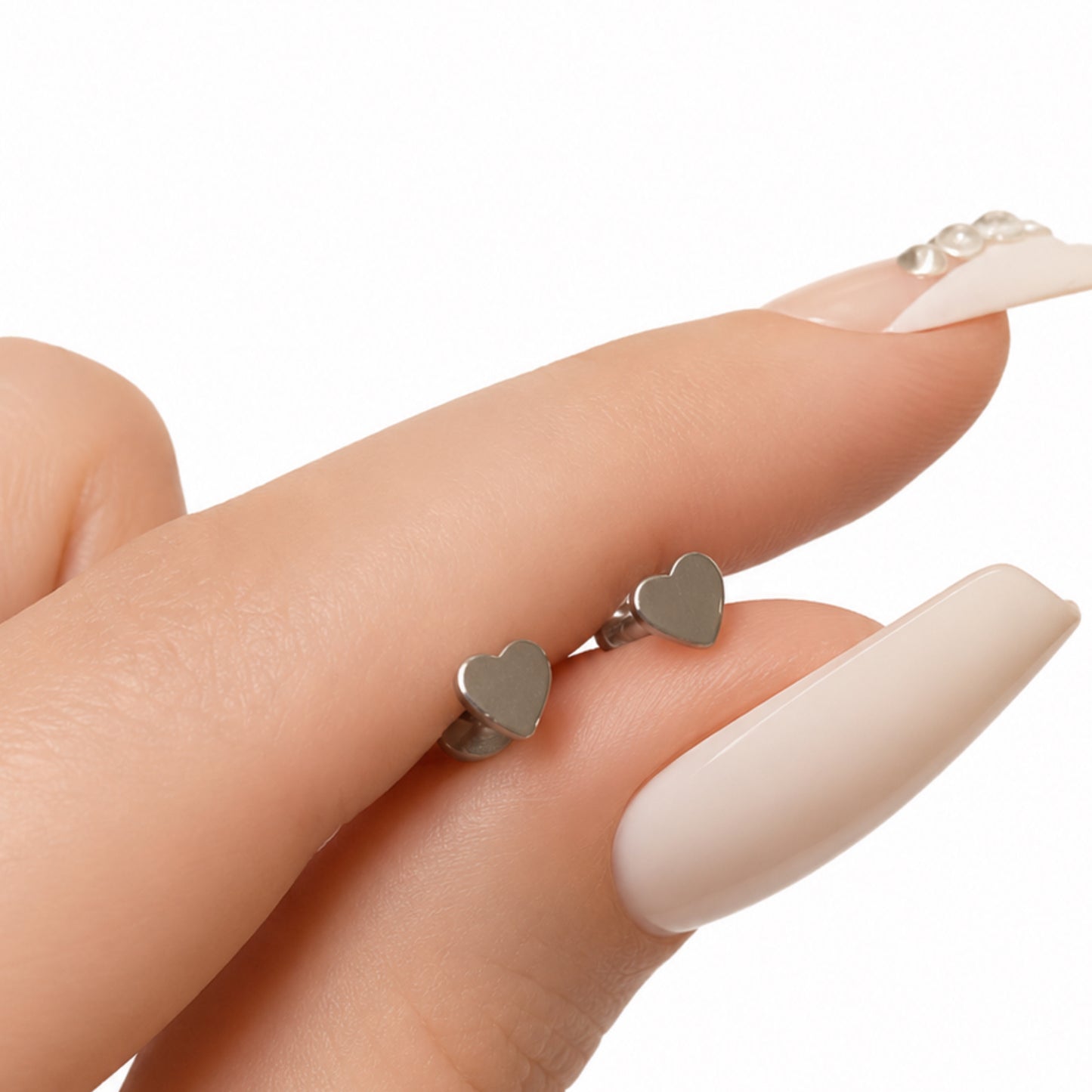 Tiny Heart Flat Back Stud Earrings