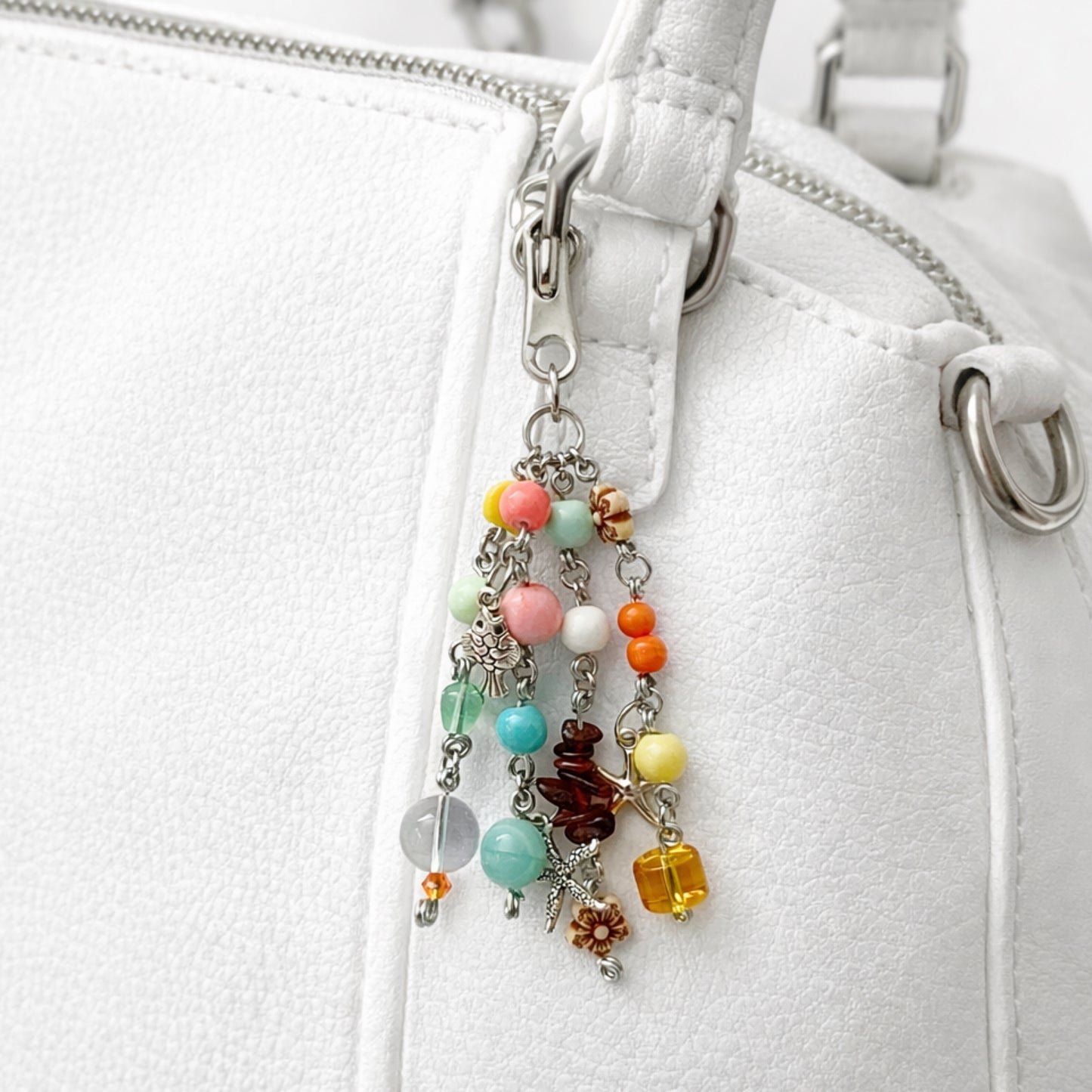 Starfish Fish Floral Charm | Colorful Beaded Bag Charm Zipper Pull