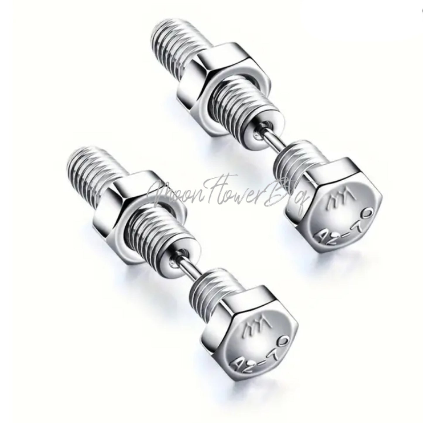 Silver Nut Bolt Earrings