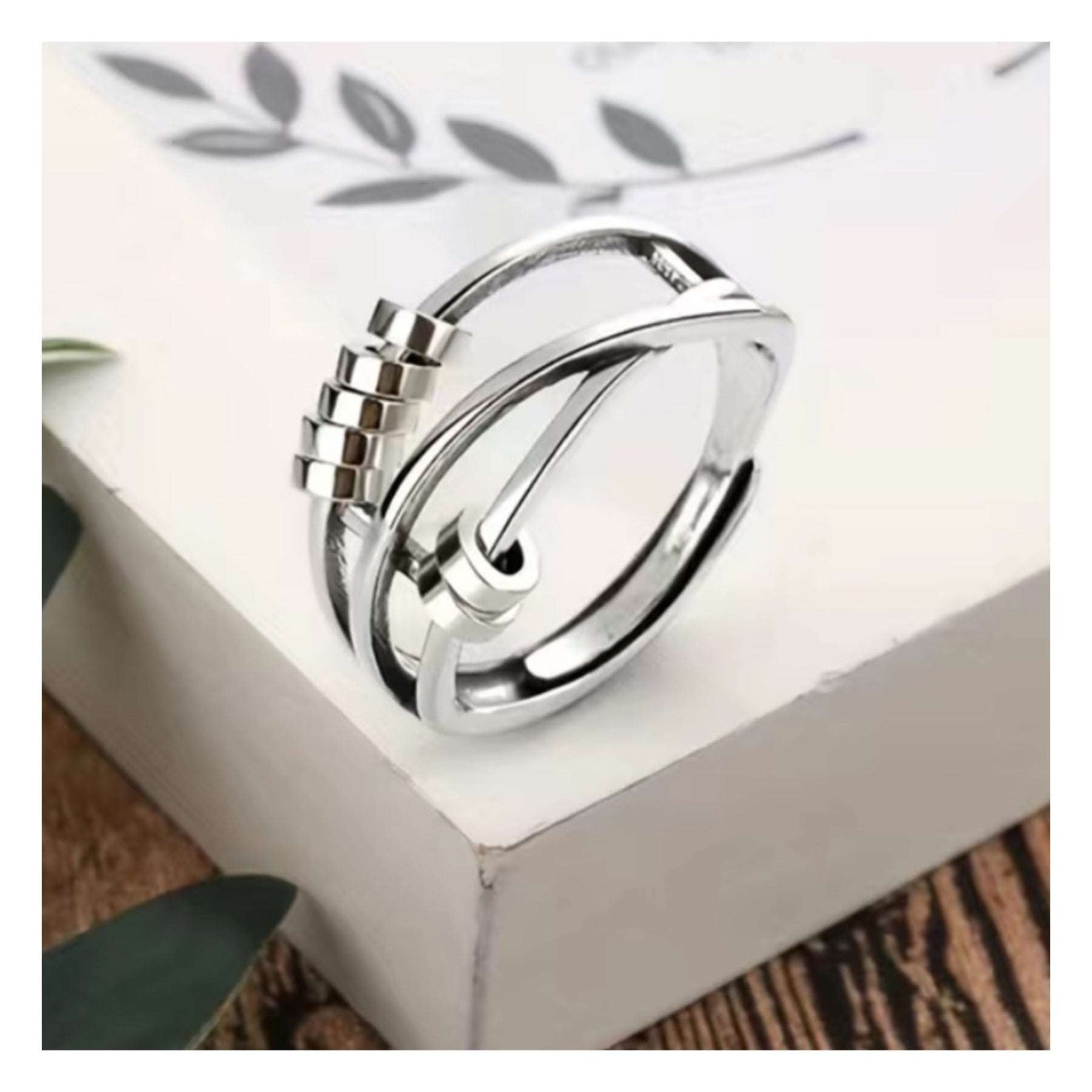 Beaded Stainless Steel Anxiety Fidget Ring