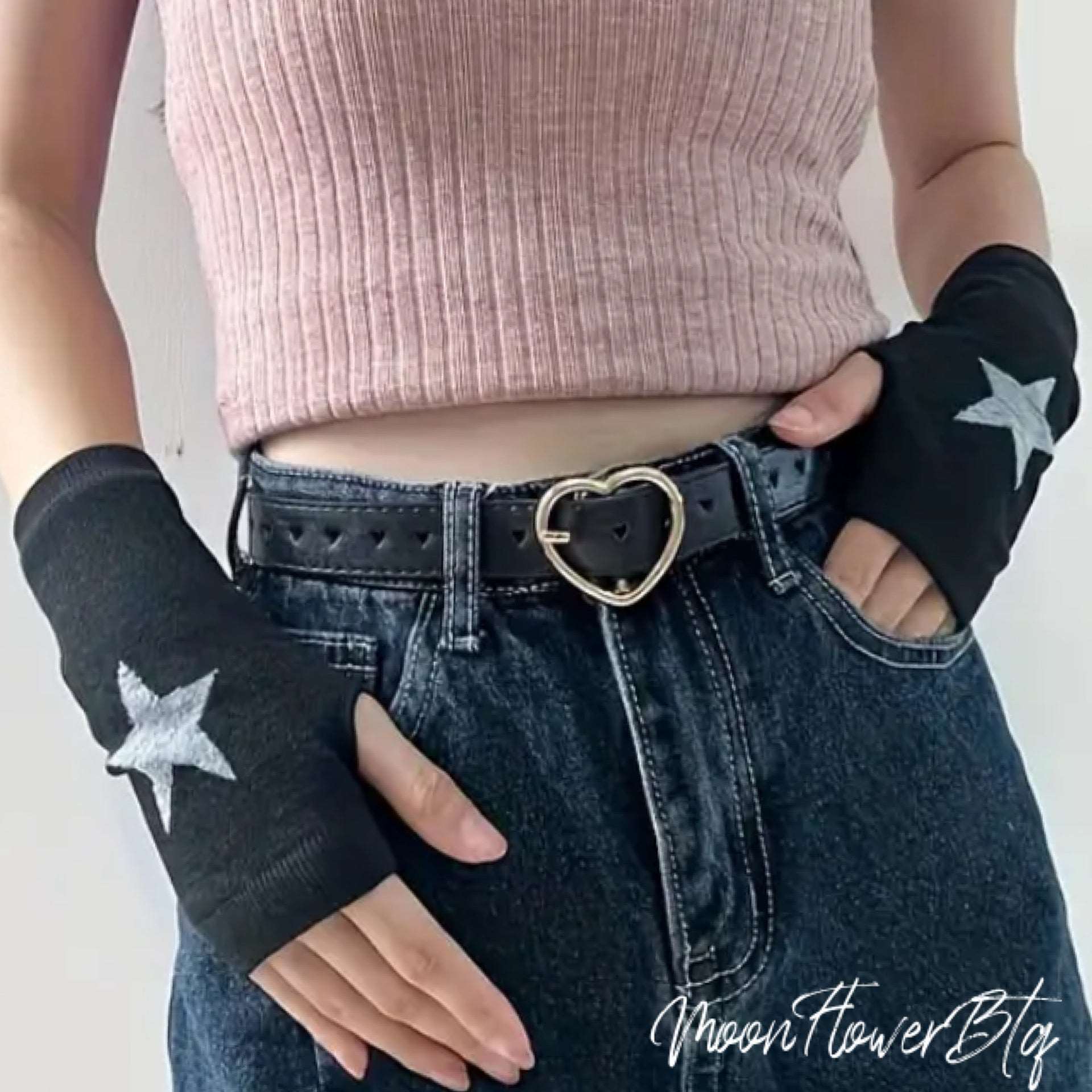 Black Star Fingerless Gloves