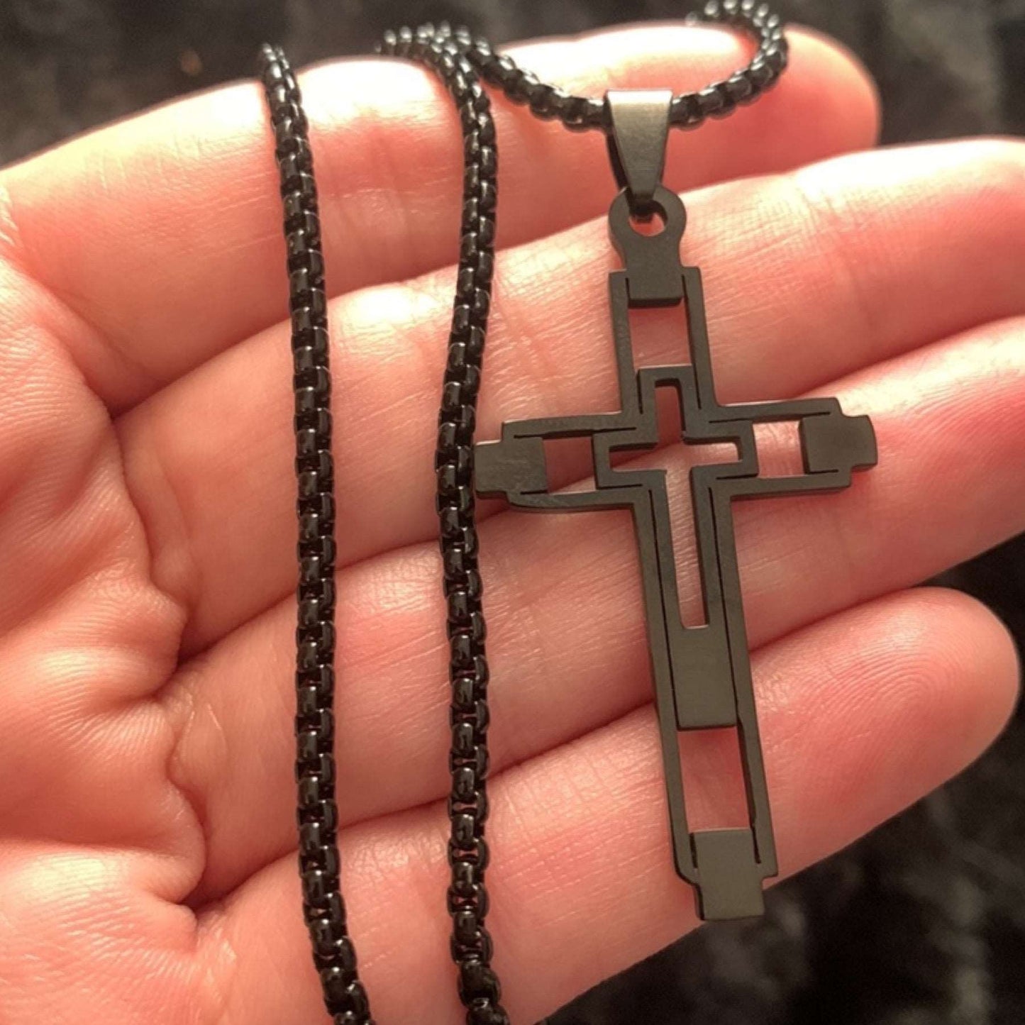 Black Cut Out Cross Necklace