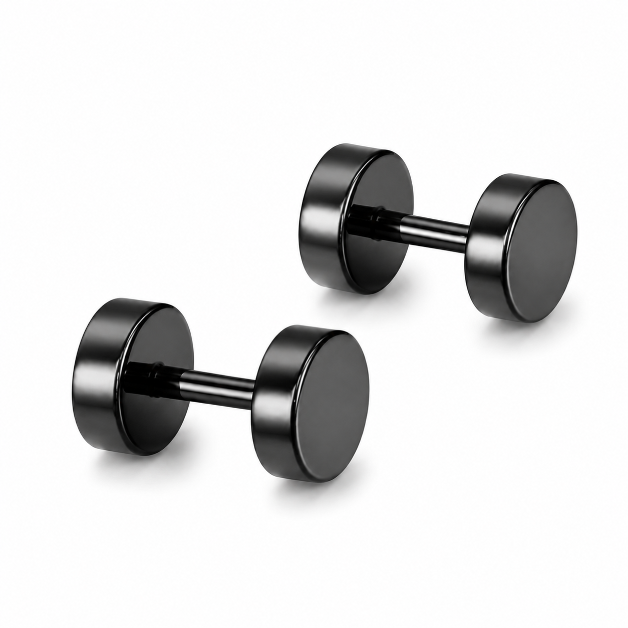Black Faux Gauge Fake Plugs Stud Earrings – 18G 5mm