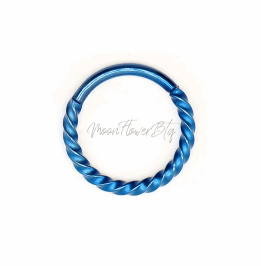 Blue Twisted Clicker Septum Hoop