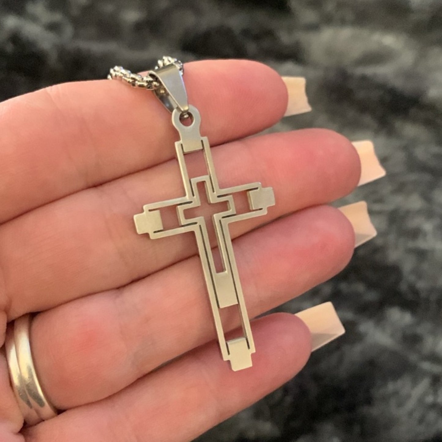 Silver Cut Out Cross Necklace