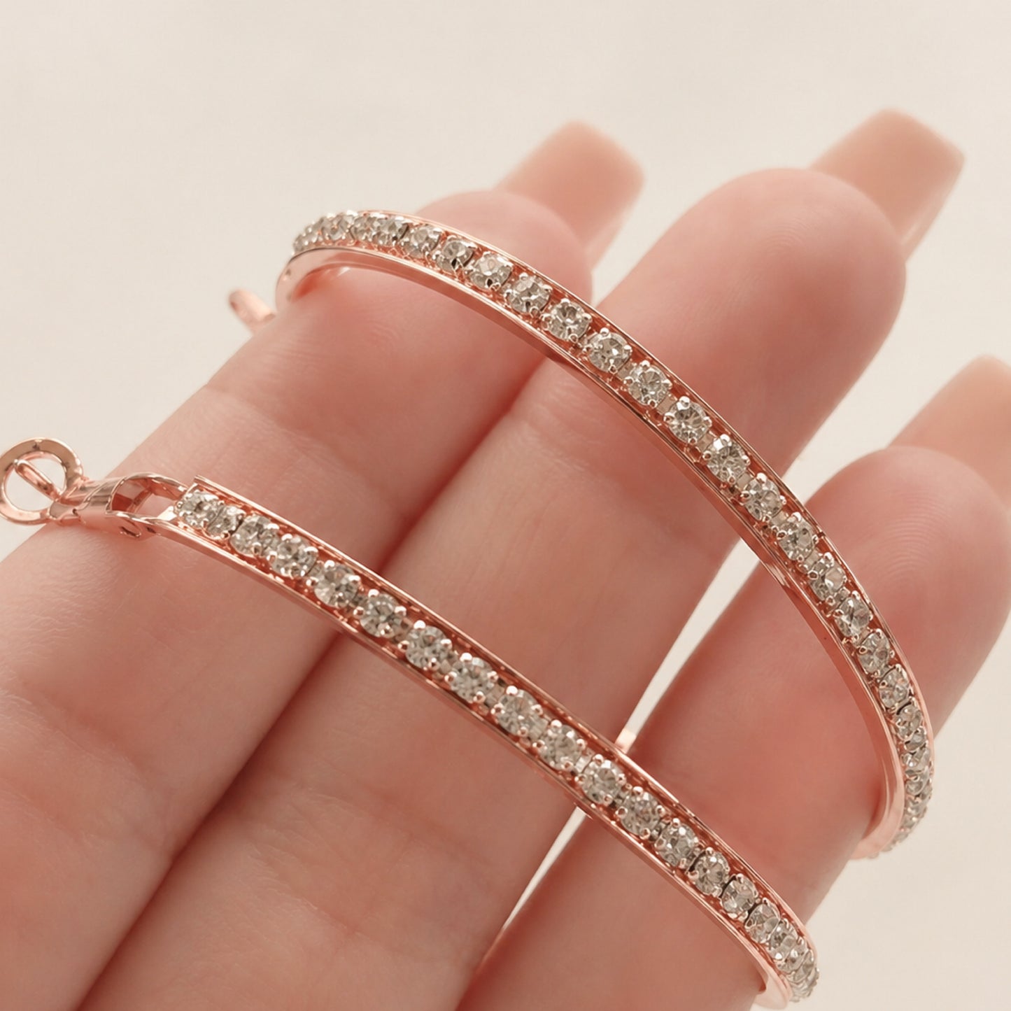 Large 60mm Rose Gold CZ Hoop Earrings
