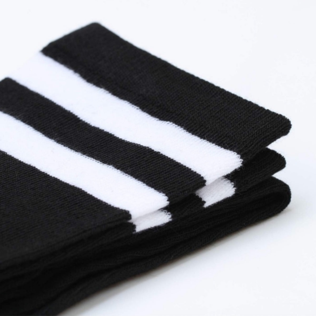 Black White Stripe Thigh High Socks
