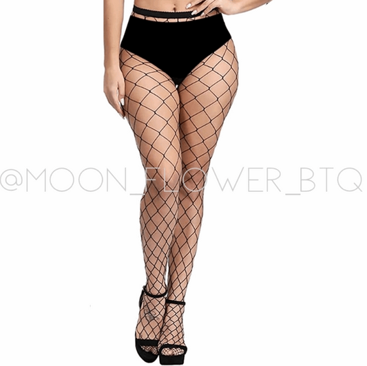 Sexy High Waist Fishnet Stockings Black