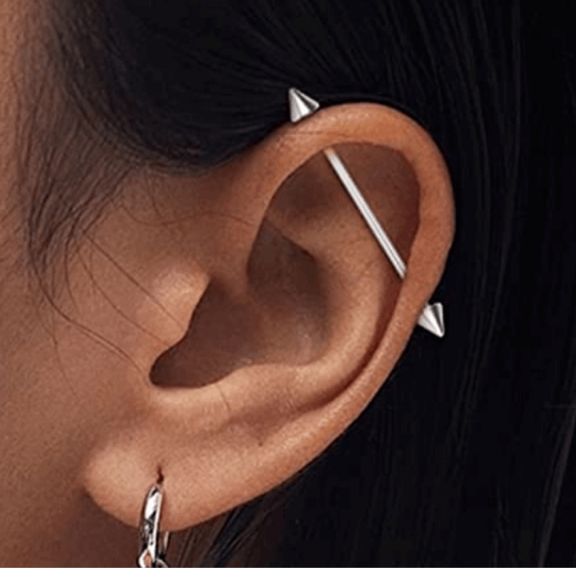 Rainbow Spiked Industrial Barbell Earring